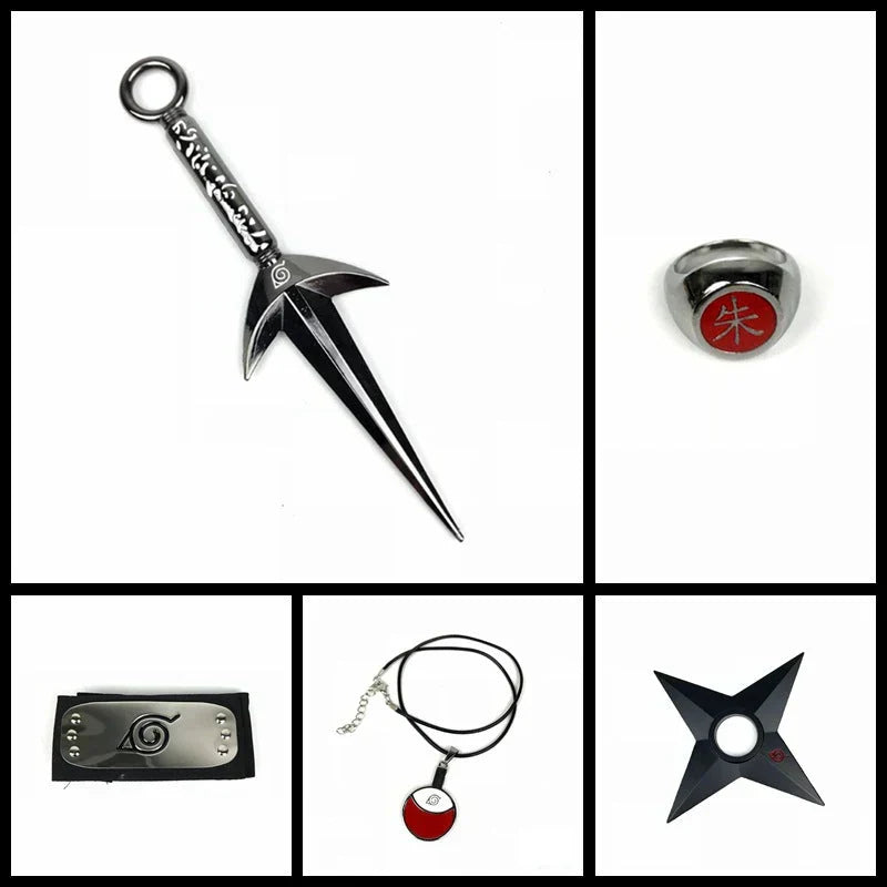 Sasuke1:1 métal kunaishuriken bague bandeau collier costume