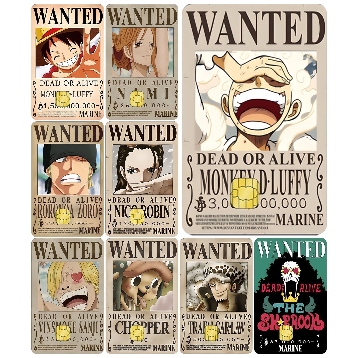 Autocollants de carte bancaire Luffy/Zoro épaissis avec gommage cristal personnalisés