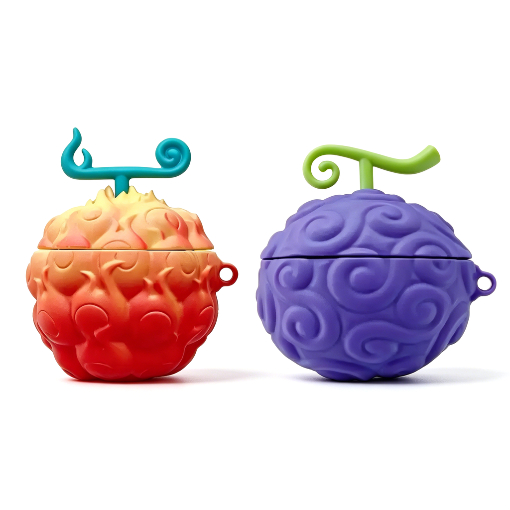Coque AirPods One Piece Luffy Ace Fruit du Démon, Housse de Protection en Silicone 3D pour Écouteurs avec Porte-clés
