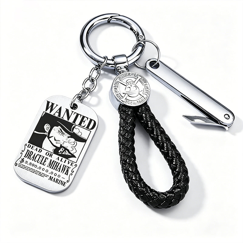 ONE PIECE Luffy Wanted Keychain with Mini Knife | Anime Bounty Tag Gift Set