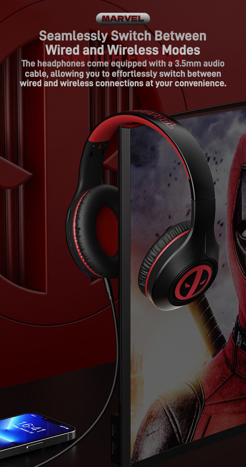 Casque sans fil Marvel Avengers Captain America Iron Man, Casque de jeu supra-auriculaire Bluetooth 5.4