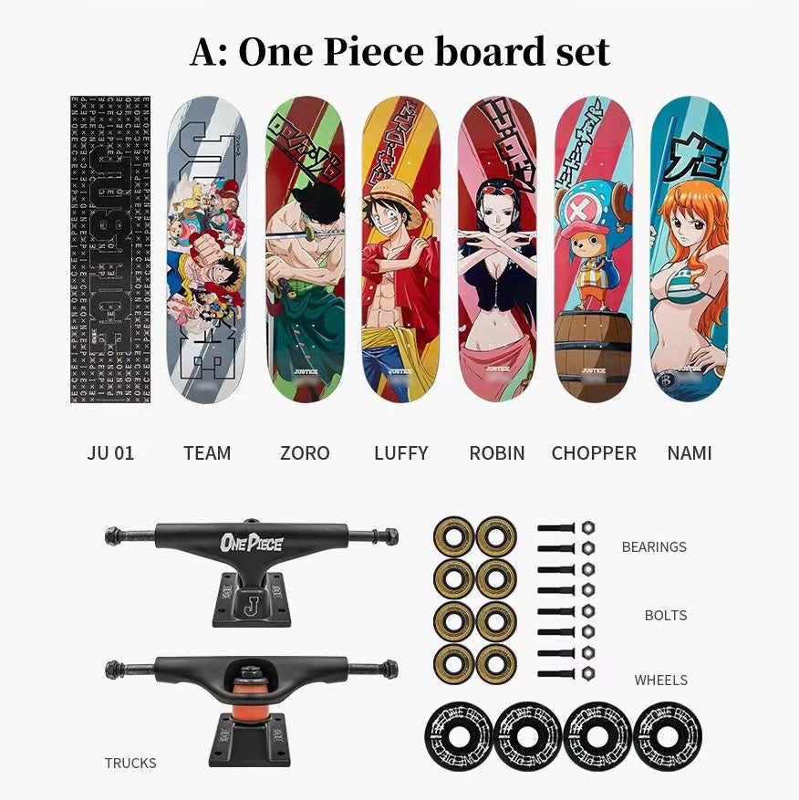 Skateboard professionnel Luffy/Zoro à motif fin (Taille: 80CM×20CM)