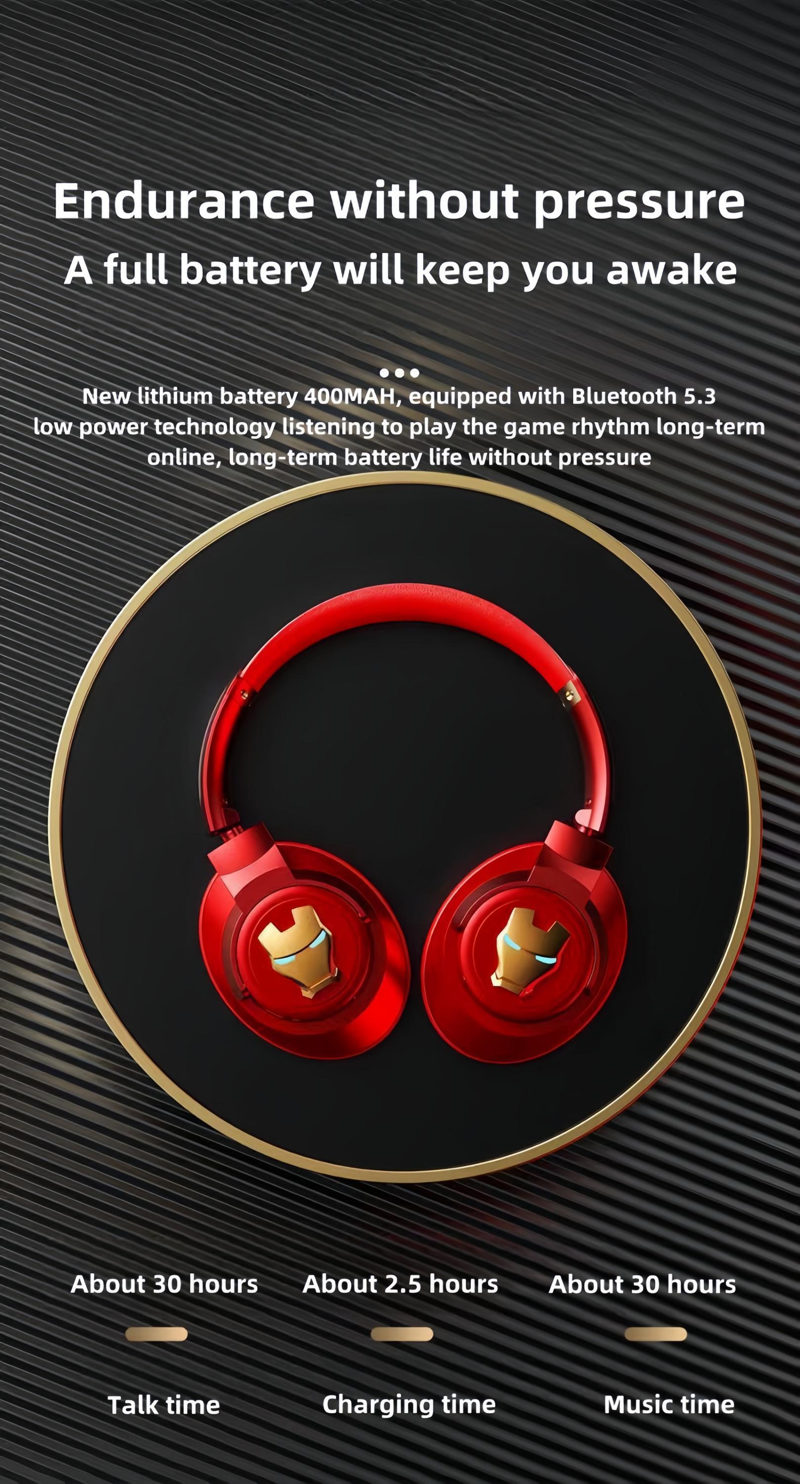 Marvel Iron Man Captain America Over‑Ear Bluetooth Gaming Headphones, Low Latency Headset with Detachable Mic