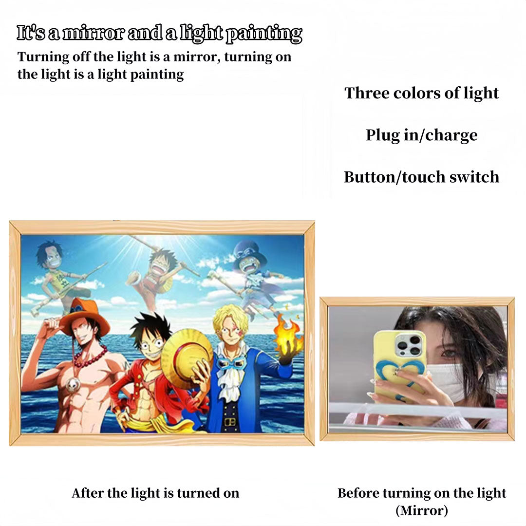 Luffy/Zoro/Sanji peuvent servir de miroirs, de peintures décoratives ou de tableaux lumineux.