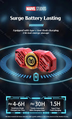 Écouteurs sans fil TWS Bluetooth 5.4 Marvel Iron Man Captain America Fidget Spinner, écouteurs sans fil à rabat magnétique Mecha en alliage de zinc