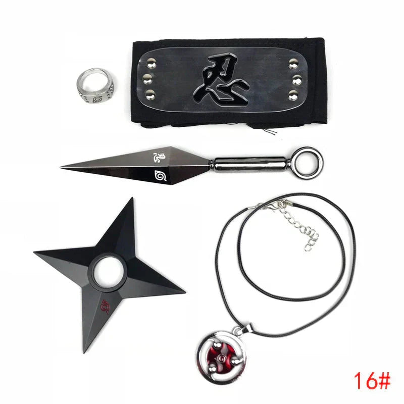 Sasuke1:1 métal kunaishuriken bague bandeau collier costume
