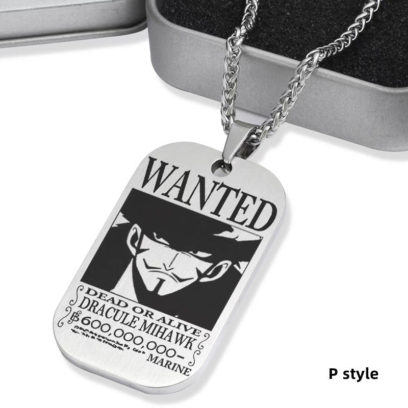 Collier de primes de personnages en titane Luffy/Zoro/Nami/Sanji