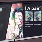 Autocollants laser de décoration de personnage pour colonne de voiture Tanjirou/Nezuko