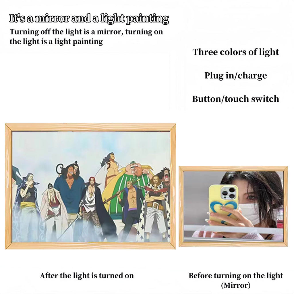 Luffy/Zoro/Sanji peuvent servir de miroirs, de peintures décoratives ou de tableaux lumineux.