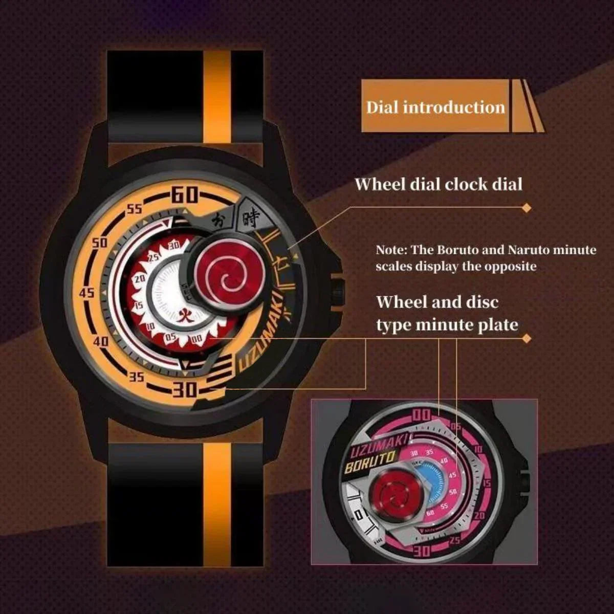 Montre Boruto/Sasuke/Sarada Montre étanche à trois degrés Montre Sharingan