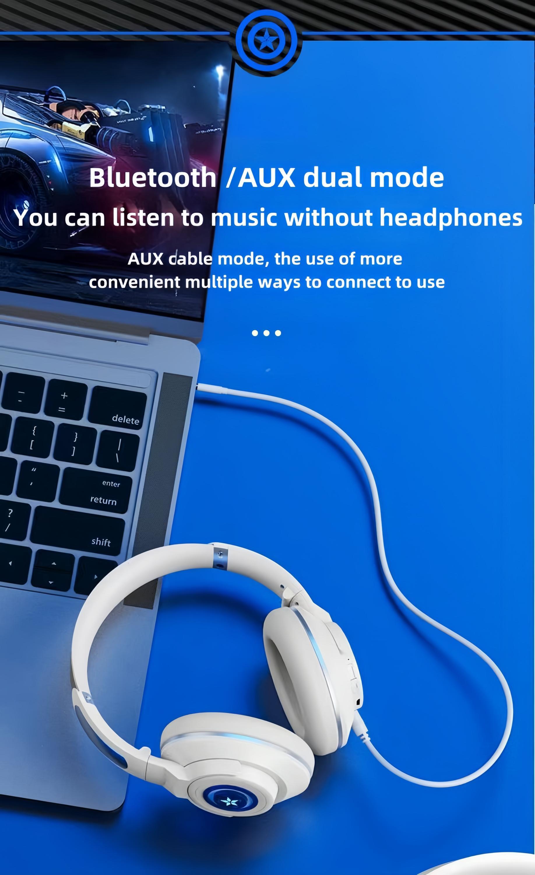 Marvel Iron Man Captain America Over‑Ear Bluetooth Gaming Headphones, Low Latency Headset with Detachable Mic