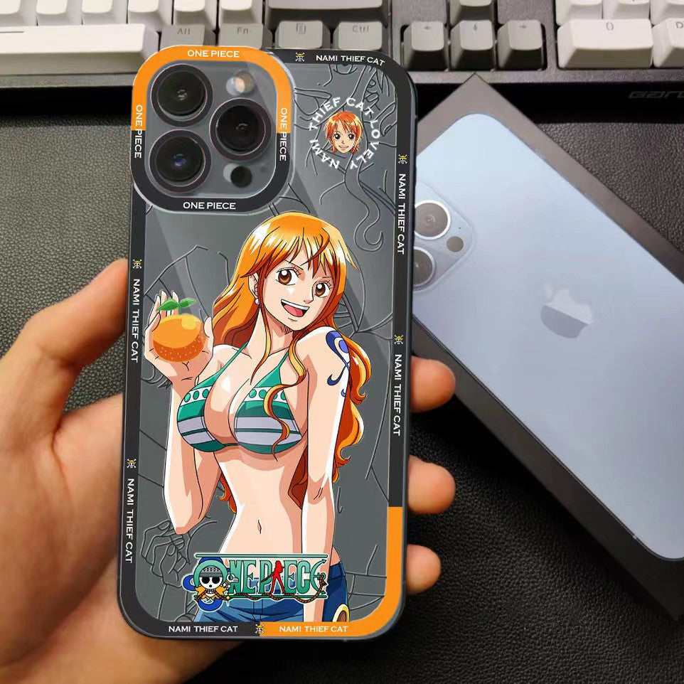 Coque de téléphone en silicone Luffy/Zoro/Ace résistante aux chocs pour iPhone