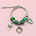 Demon Slayer Kamado Tanjiro Beaded Charm Bracelet, Adjustable Anime Chain