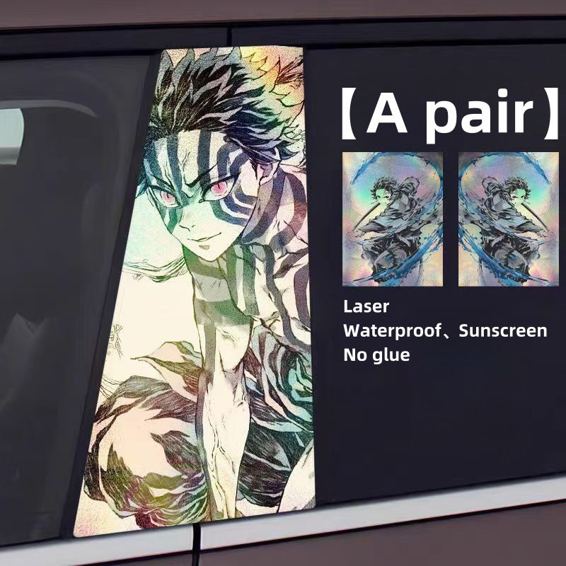 Autocollants laser de décoration de personnage pour colonne de voiture Tanjirou/Nezuko