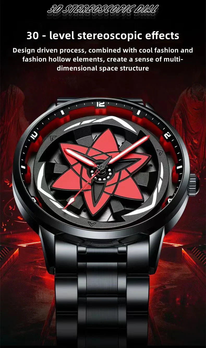Montre rotative Sharingan de Sasuke/Madara/Itachi. Montre élégante et cool.