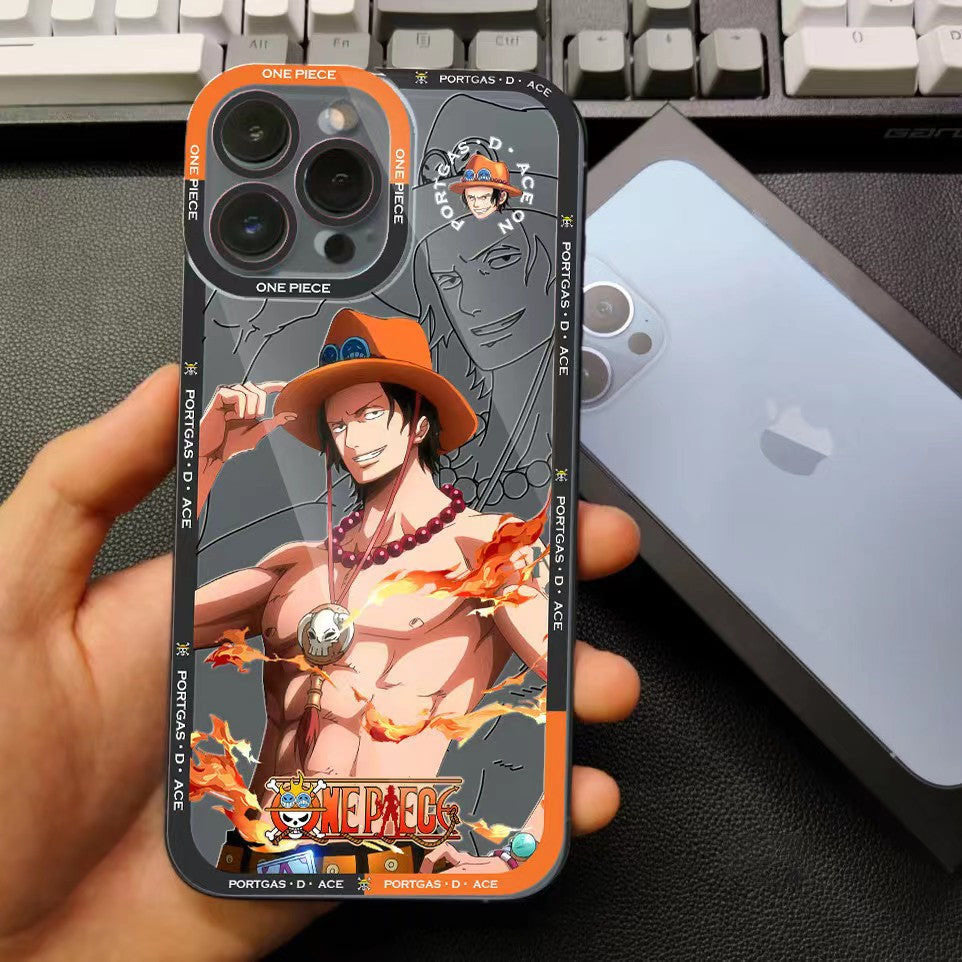 Coque de téléphone en silicone Luffy/Zoro/Ace résistante aux chocs pour iPhone