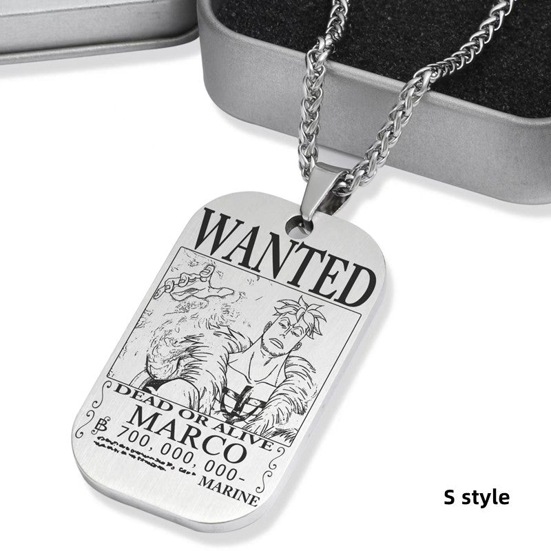 Collier de primes de personnages en titane Luffy/Zoro/Nami/Sanji