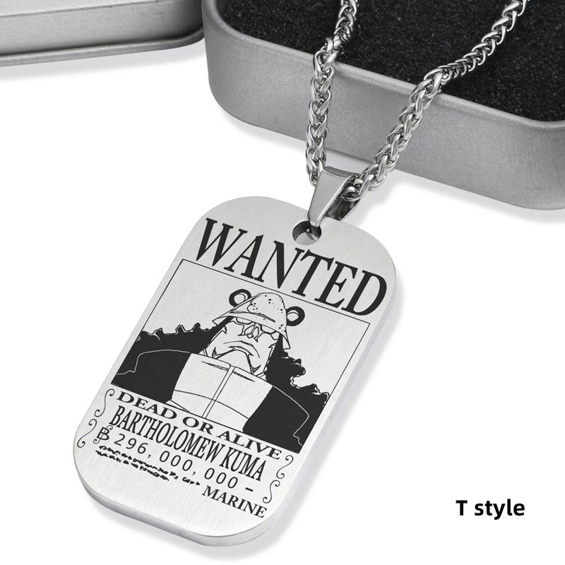 Collier de primes de personnages en titane Luffy/Zoro/Nami/Sanji