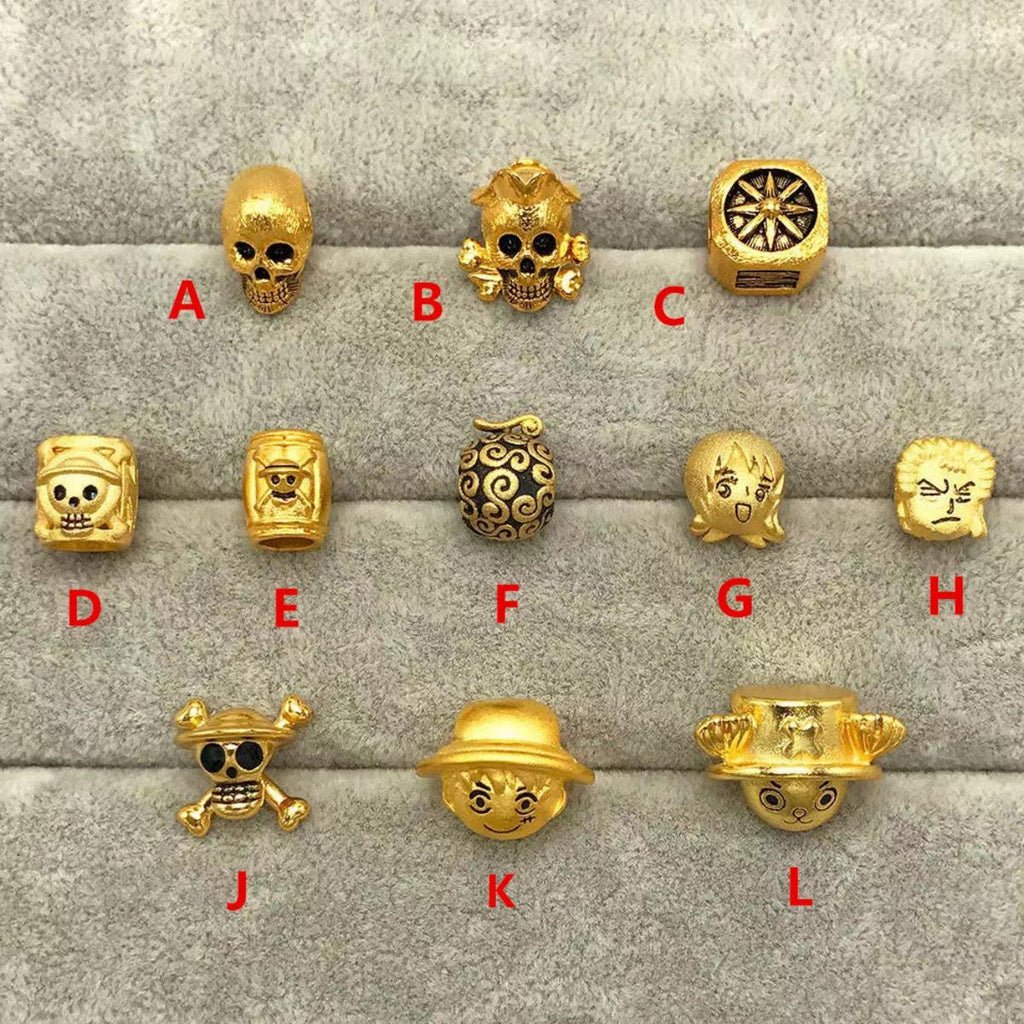 Bracelet de perles Luffy en or, cadeau pour les amoureux de la marine fruitée