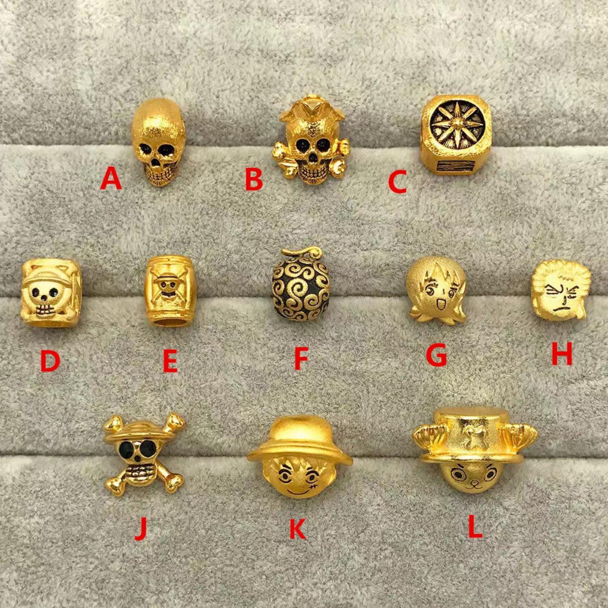 Bracelet de perles Luffy en or, cadeau pour les amoureux de la marine fruitée