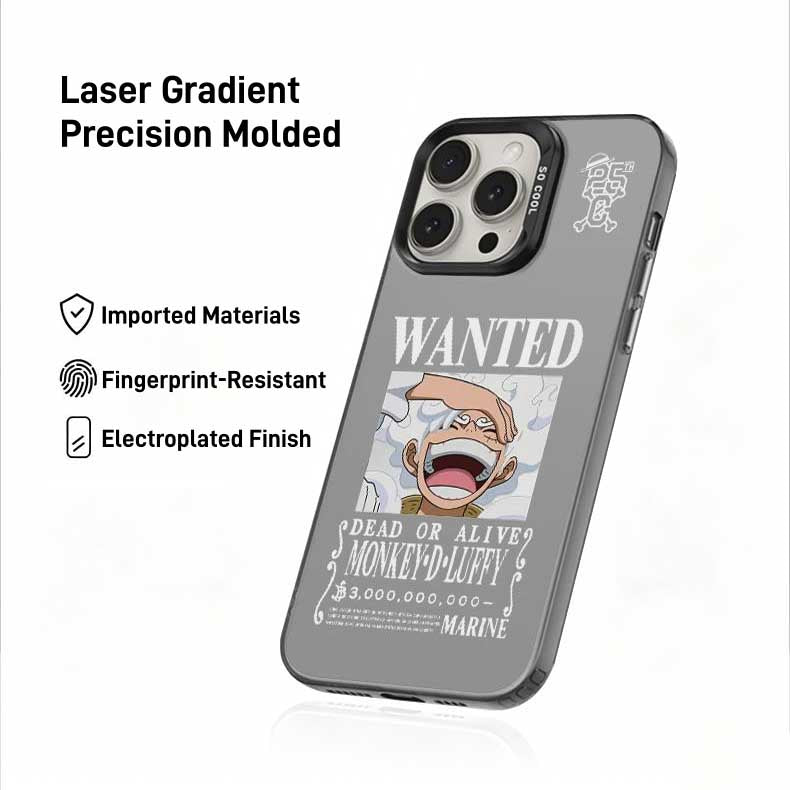 One Piece Monkey D Luffy Gear 5 Wanted Poster Phone Case, Laser Gradient Shockproof iPhone Case