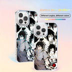 Naruto Uchiha Sasuke Manga Collage Anime Phone Case, Aurora Gradient Shockproof Removable Lens Frame iPhone Protective Case