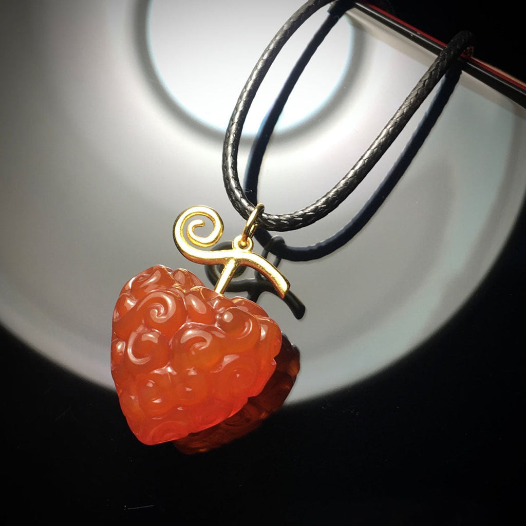 Ensemble collier et pendentif en agate naturelle faits à la main Luffy Fruit du démon