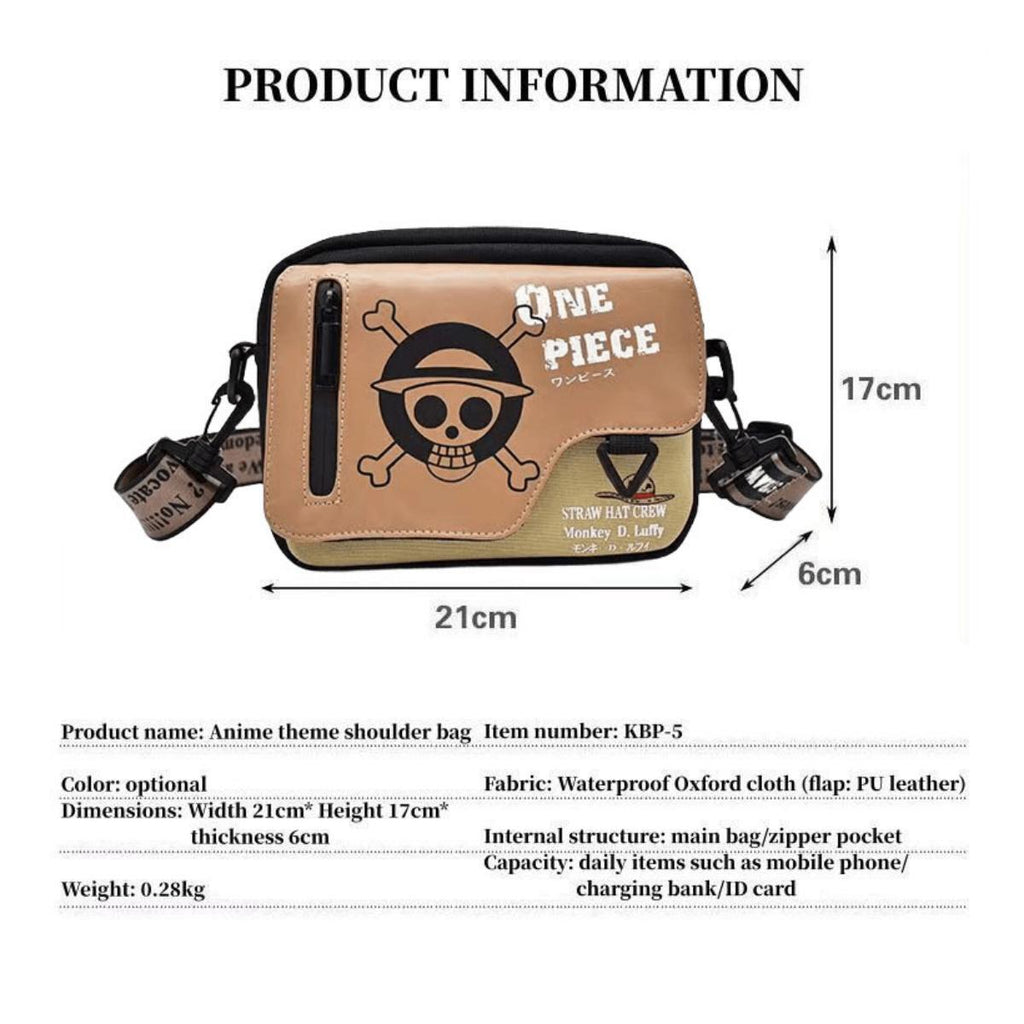 Sac à bandoulière en bandoulière One Piece Monkey D. Luffy Crâne, Sac à bandoulière Anime Chapeau de Paille Pirate