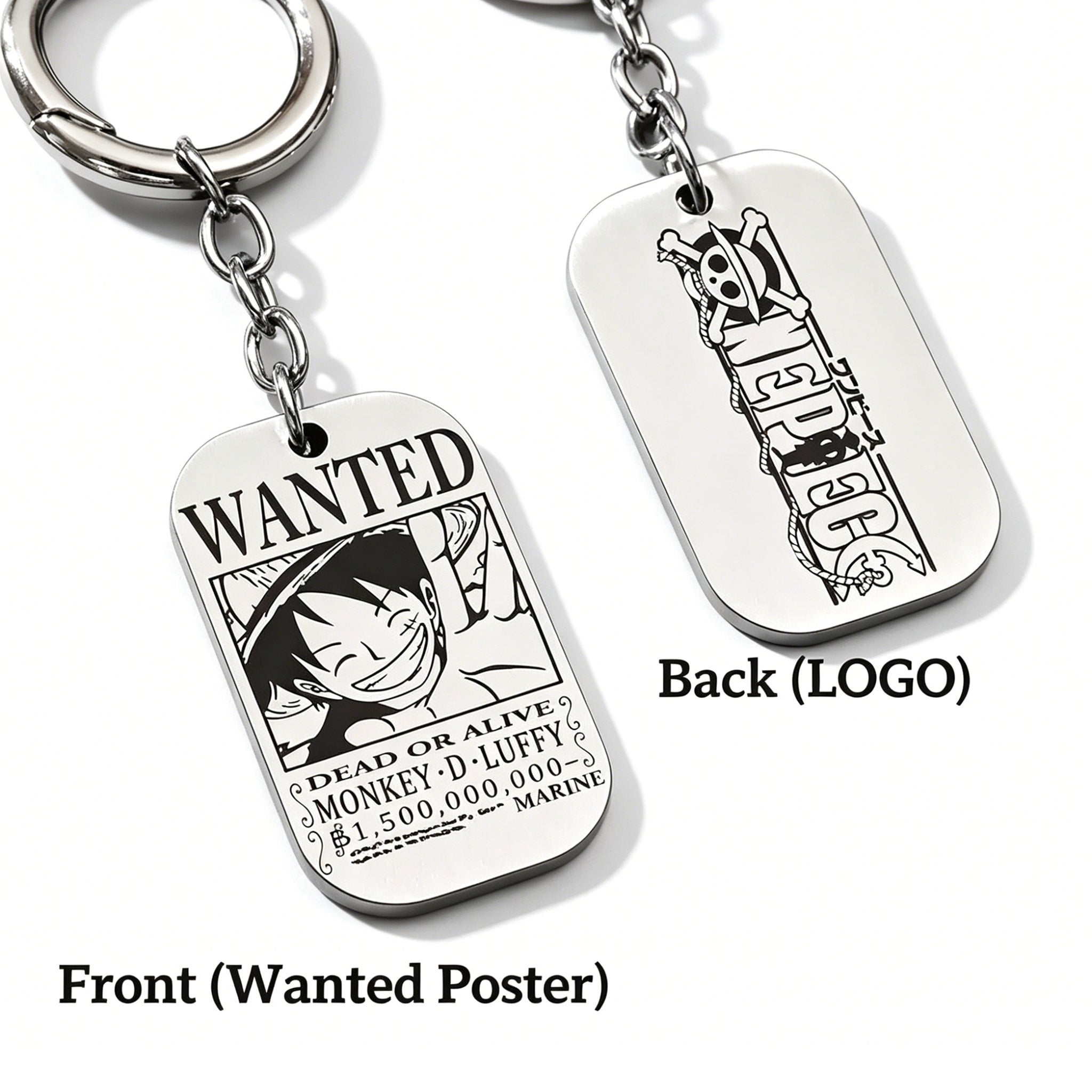 ONE PIECE Luffy Wanted Keychain with Mini Knife | Anime Bounty Tag Gift Set