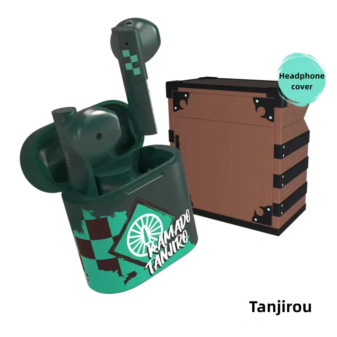 Demon Slayer Tanjiro Nezuko Bluetooth Earbuds, Anime Wireless Headphones with Charging Case