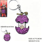 Collier et porte-clés coulissant One Piece Luffy Zoro Fruit du démon, pendentif métallique ajustable pour fans