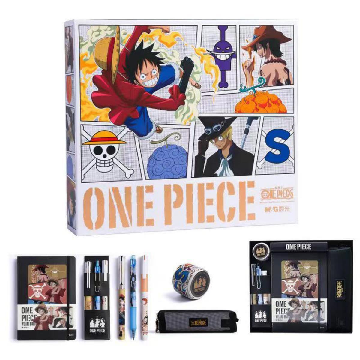 One Piece Monkey D Luffy Sabo Deluxe Stationery Kit, Hardcover Journal Gel Pen Anime Gift Box for Students