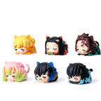 Figurines Chibi Oreilles de Chat Demon Slayer Nezuko Tanjiro, Ensemble de 6 Figurines d'Anime Endormies