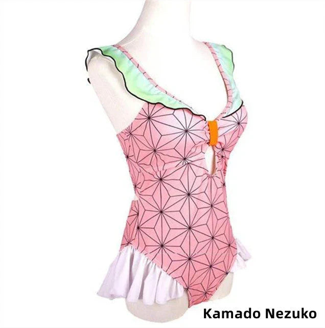 Nezuko/Tanjirou/Zenitsu/Inosuke Cosplay maillot de bain bikini femme sexy