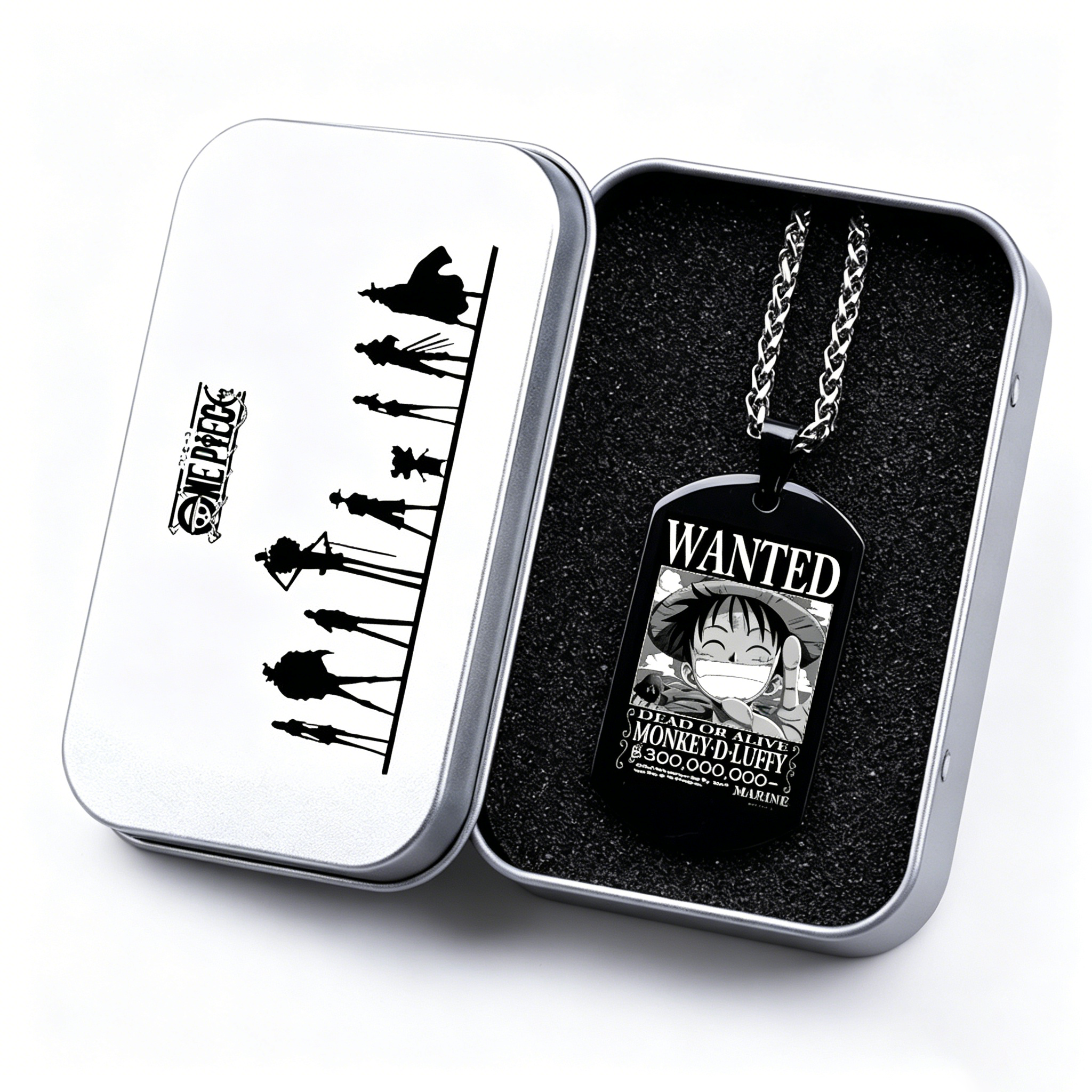 Collier pendentif plaque militaire One Piece Luffy Sanji, en acier titane, bijou anime pour fans