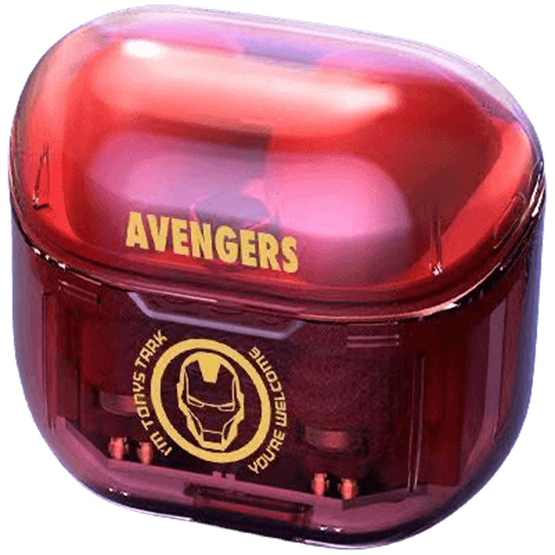 Marvel Iron Man Captain America TWS Wireless Gaming Earbuds, Transparent Case Bluetooth 5.3 Low Latency Headphones