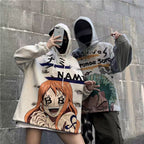 Zoro/Nami modélisation de personnages beau cool dessin animé couple sweat à capuche