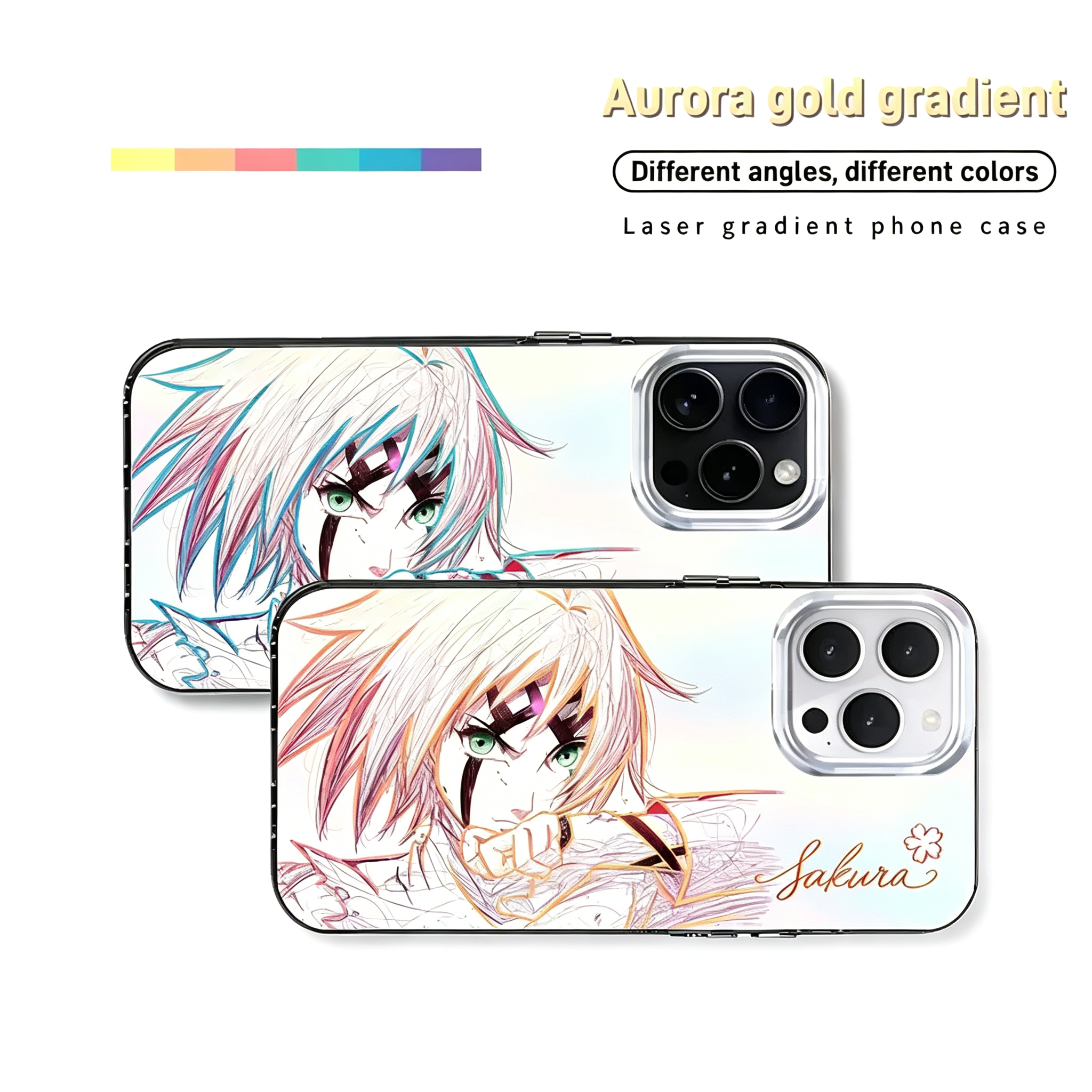 Naruto Sakura Haruno Anime Phone Case, Gradient Shockproof iPhone Case