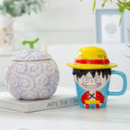 Tasse en céramique sur le thème de Luffy et cendrier en forme de Fruit du démon en caoutchouc