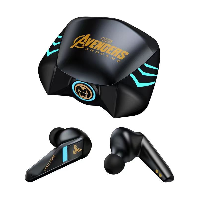 Marvel Spider-Man Iron Man Captain America Gaming Earbuds, Marvel TWS Wireless Headphones with LED Light