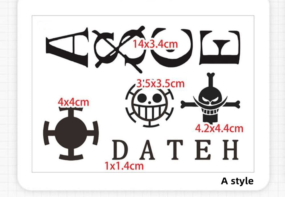 Autocollants de tatouage unisexe Ace/Law imperméables