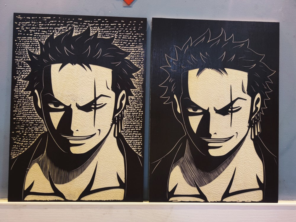 Figurines Roronoa Zoro en bois sculpté, tableaux
