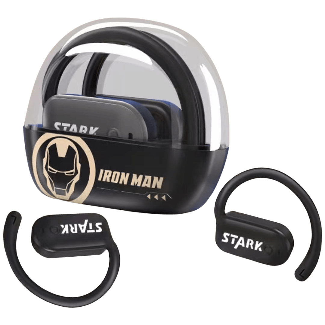 Marvel Iron Man Captain America Open-Ear Wireless Earbuds, Avengers Bluetooth 5.3 Air Conduction Headphones