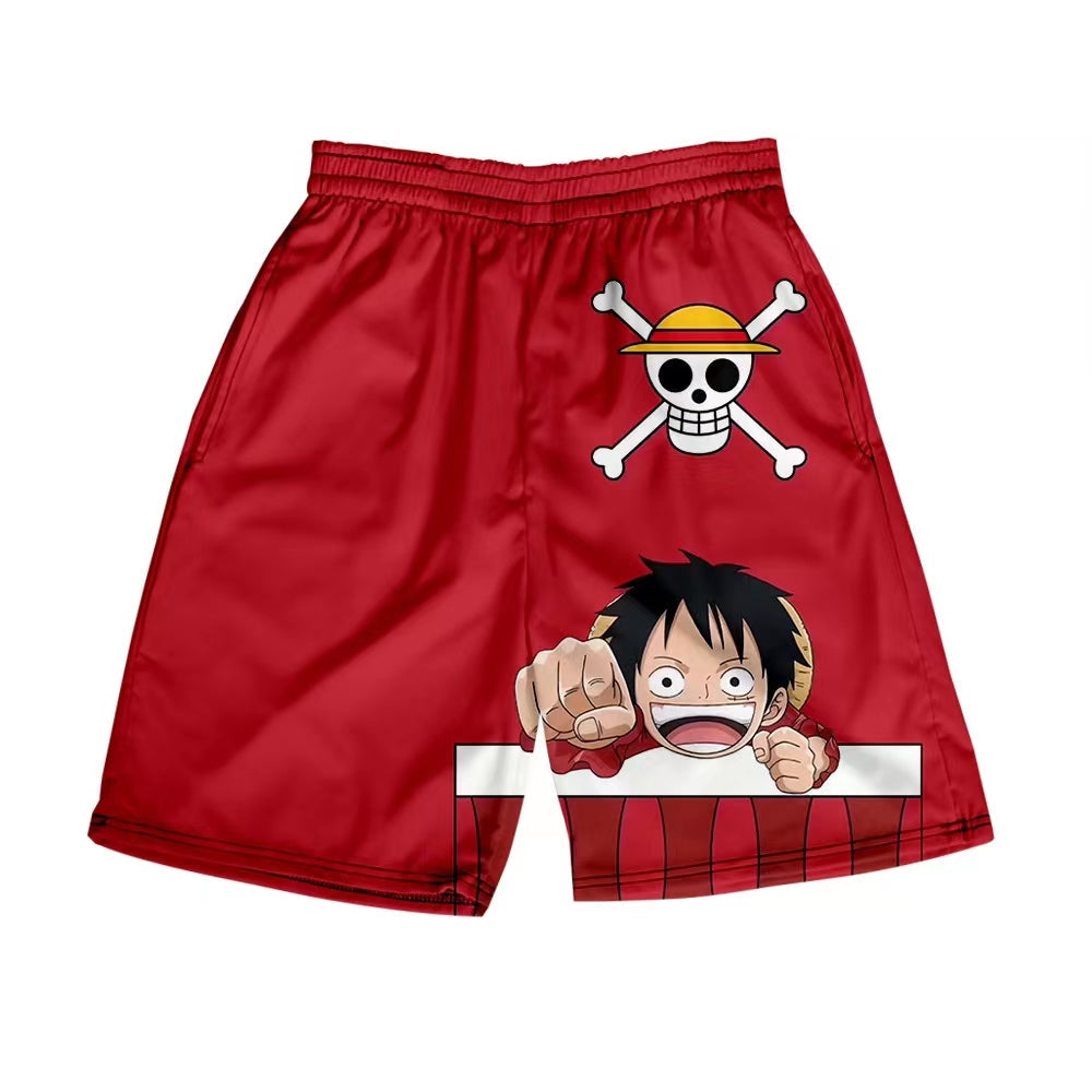 Shorts d'été Luffy/Zoro/Sanji/Chopper Pantalon imprimé texte exquis