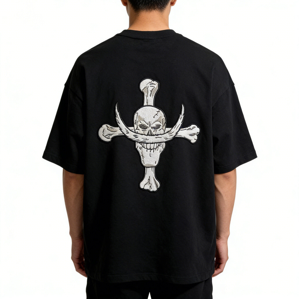 One Piece Whitebeard Edward Newgate Embroidered T-Shirt, Anime Oversized Cotton Tee