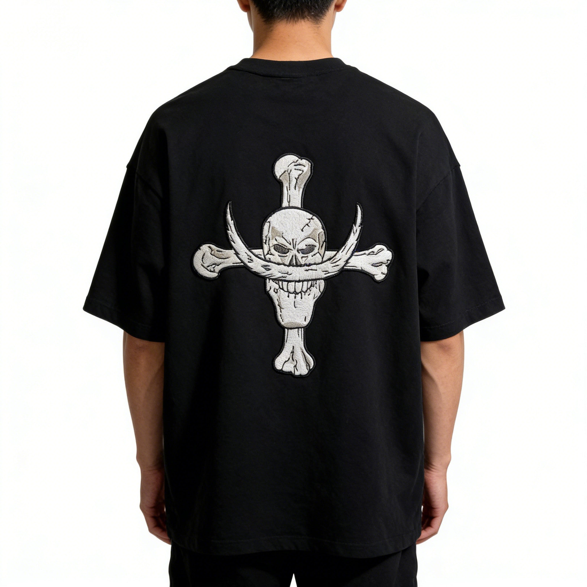 One Piece Whitebeard Edward Newgate Embroidered T-Shirt, Anime Oversized Cotton Tee