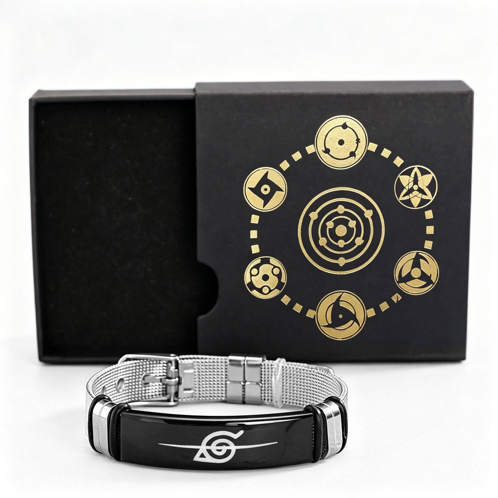 Naruto Sasuke Uchiha Sharingan Jewelry Set, Anime Bracelet & Ring Gift Box