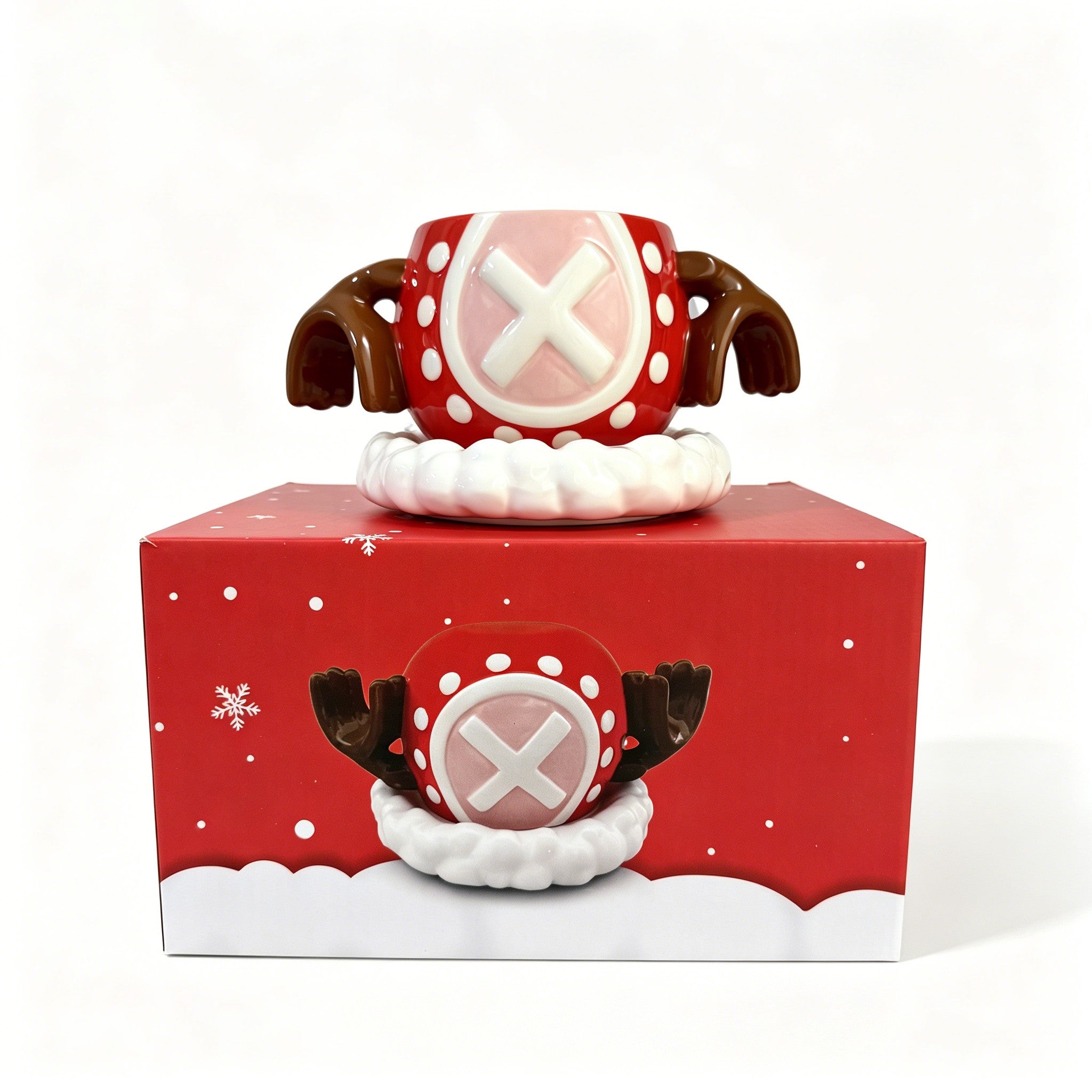 One Piece Tony Tony Chopper Christmas Reindeer 3D Ceramic Mug, Anime Coffee Cup with Saucer