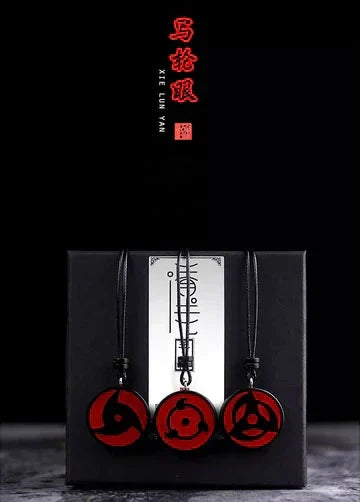 Ensemble de pendentifs collier Sharingan en bois de santal naturel sculpté à la main