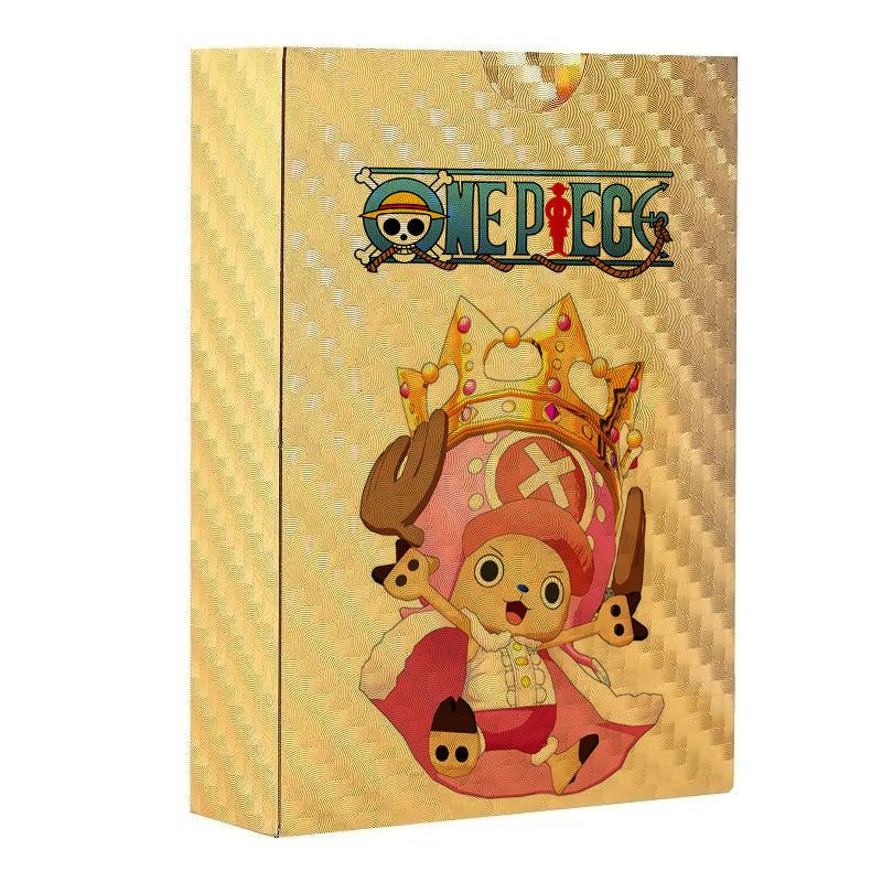 Coffret de Cartes à Collectionner One Piece Monkey D Luffy Roronoa Zoro Feuille d'Or, Cartes de Jeu TCG Plaqué Or Imperméable Personnage Anime